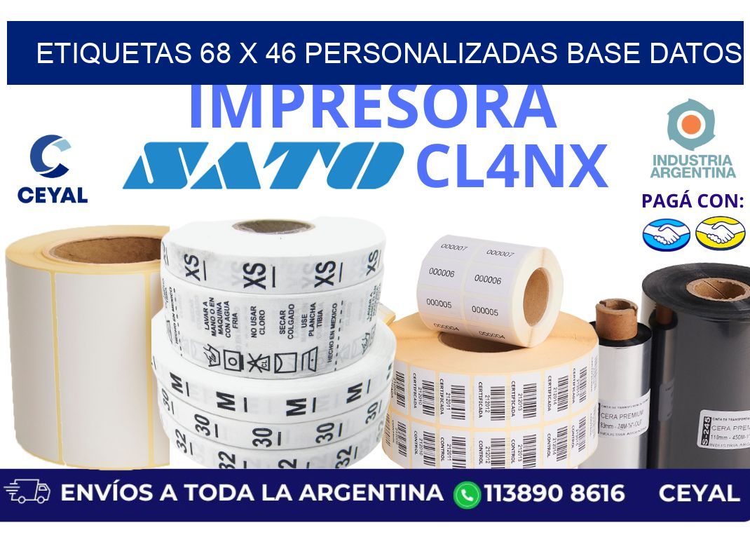 etiquetas 68 x 46 personalizadas base datos