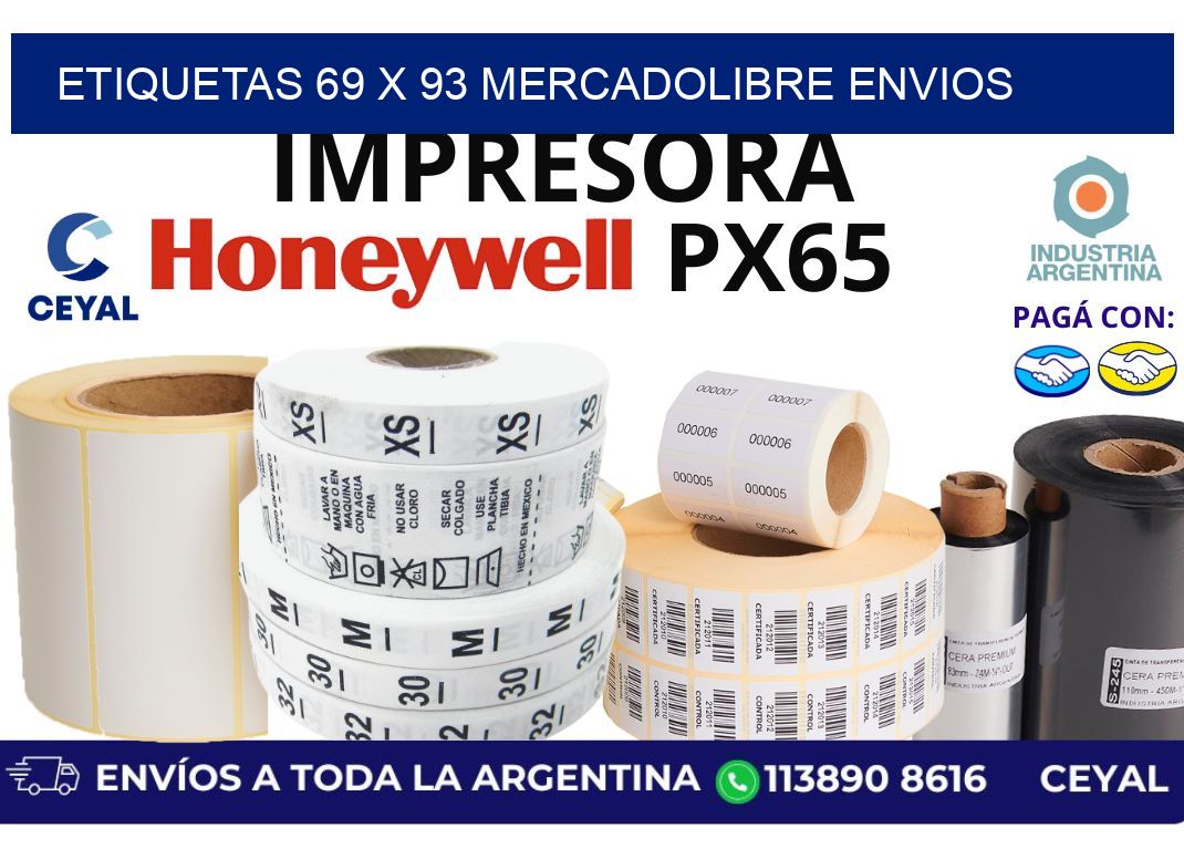 etiquetas 69 x 93 mercadolibre envios