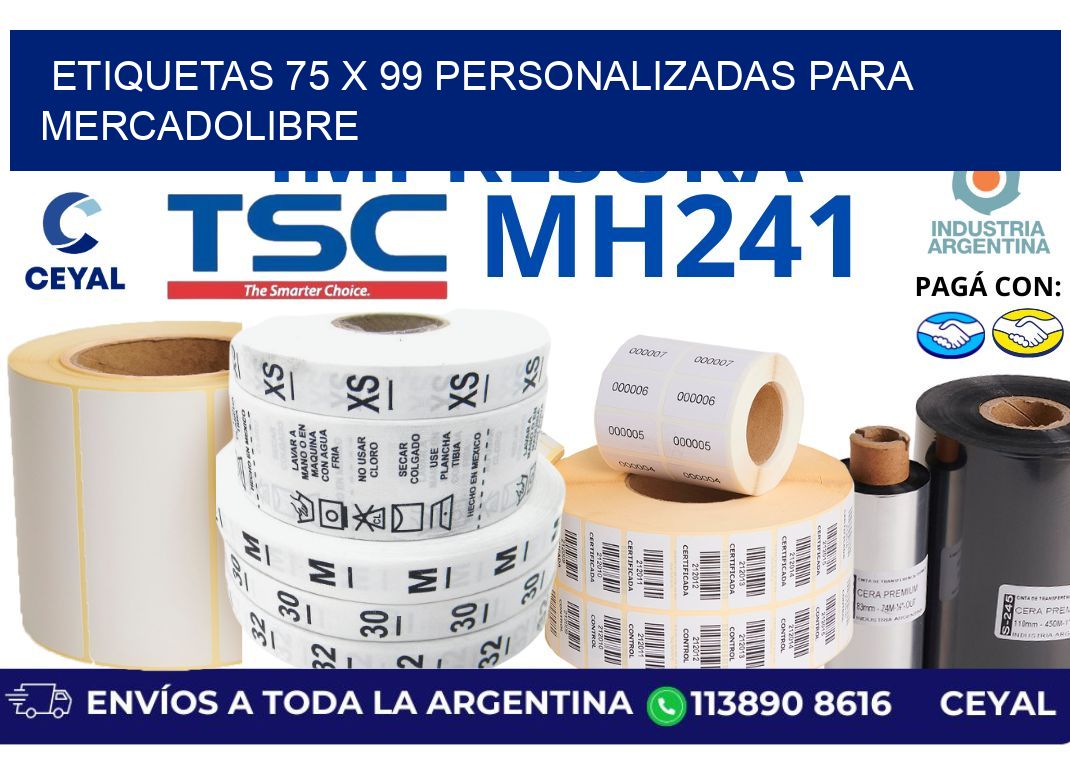 etiquetas 75 x 99 personalizadas para mercadolibre
