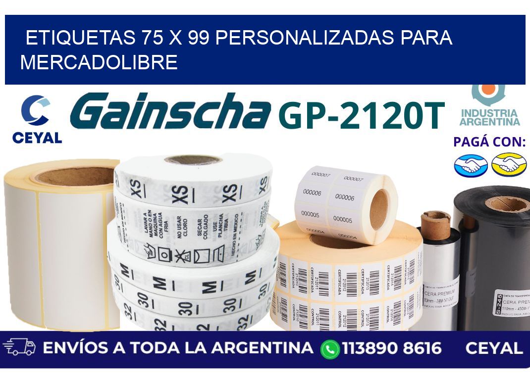 etiquetas 75 x 99 personalizadas para mercadolibre