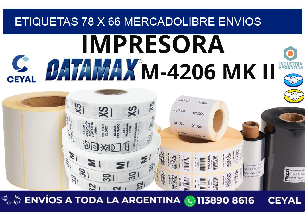 etiquetas 78 x 66 mercadolibre envios