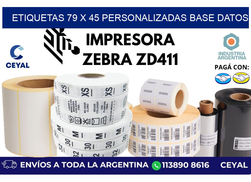 etiquetas 79 x 45 personalizadas base datos