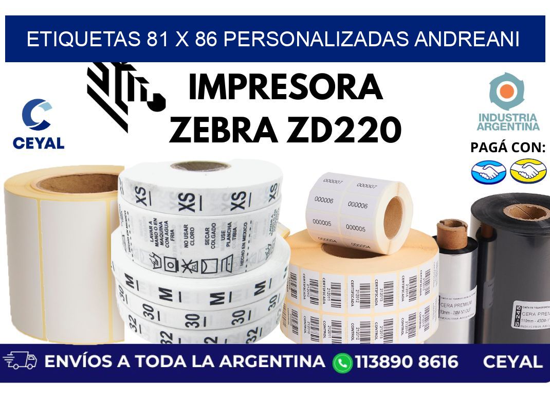 etiquetas 81 x 86 personalizadas andreani
