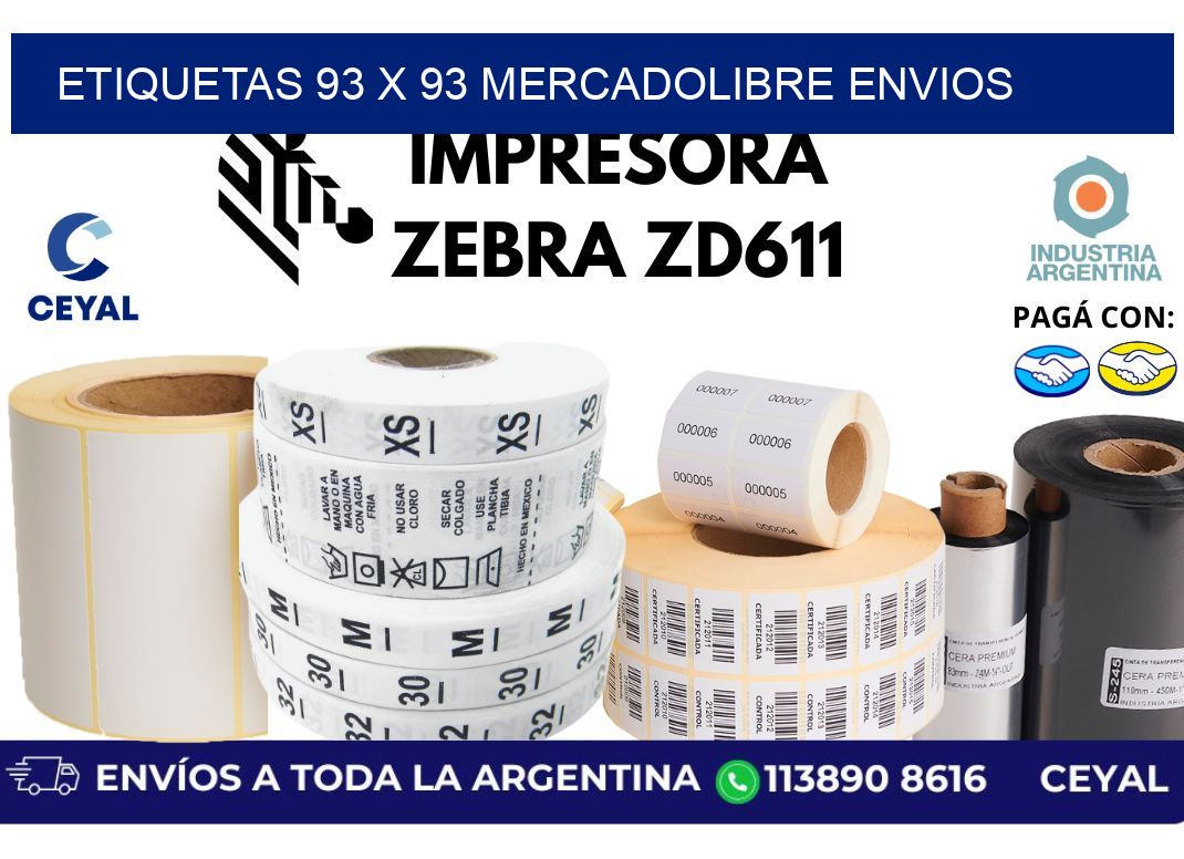etiquetas 93 x 93 mercadolibre envios