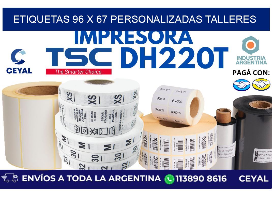 etiquetas 96 x 67 personalizadas talleres