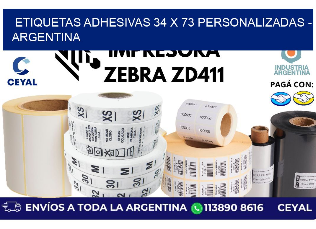 etiquetas adhesivas 34 x 73 personalizadas - Argentina