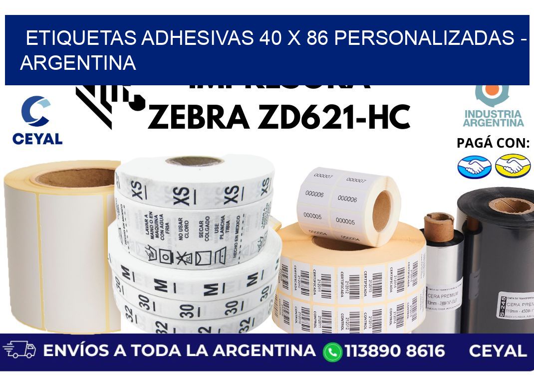 etiquetas adhesivas 40 x 86 personalizadas - Argentina