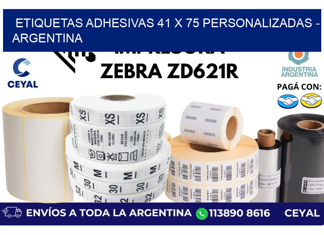 etiquetas adhesivas 41 x 75 personalizadas - Argentina