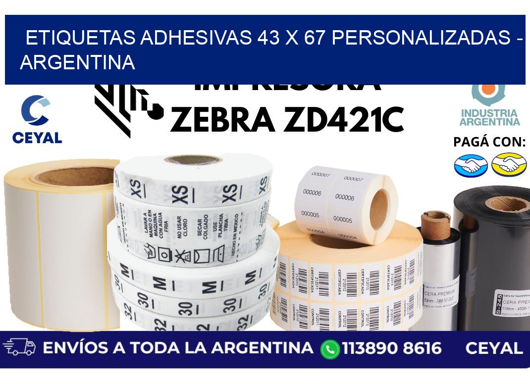 etiquetas adhesivas 43 x 67 personalizadas - Argentina