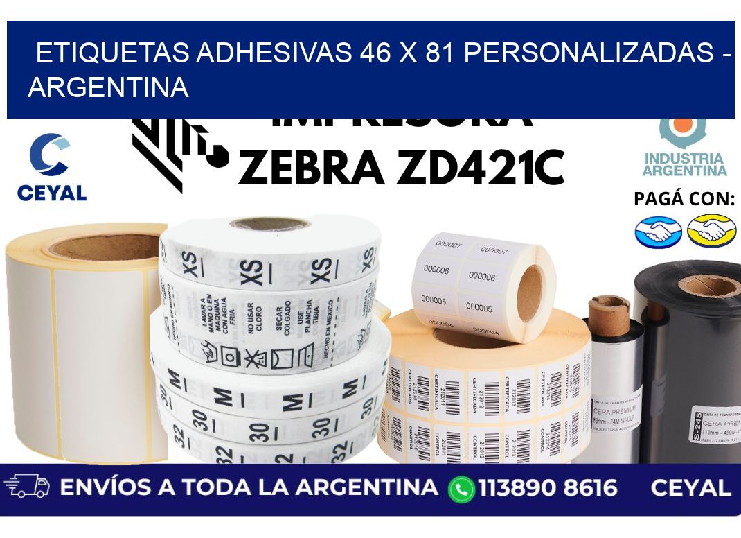 etiquetas adhesivas 46 x 81 personalizadas - Argentina