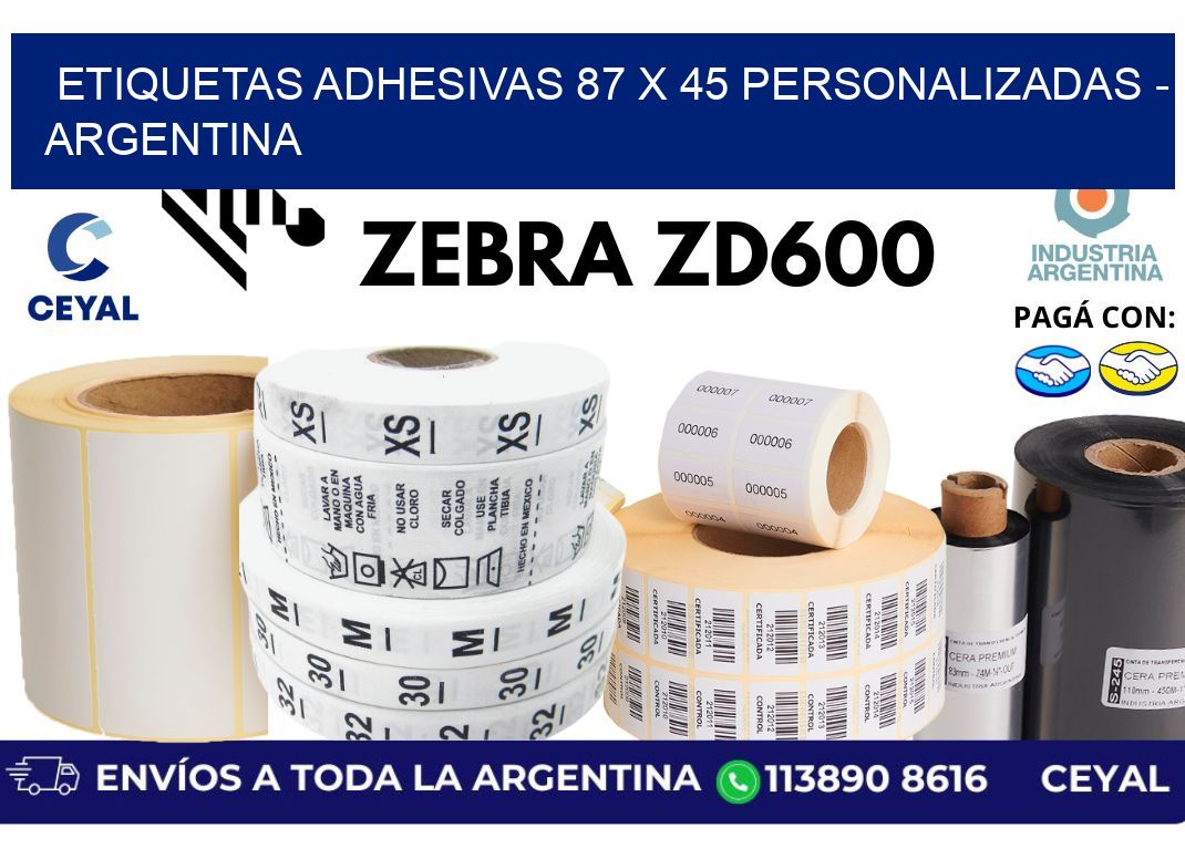 etiquetas adhesivas 87 x 45 personalizadas - Argentina