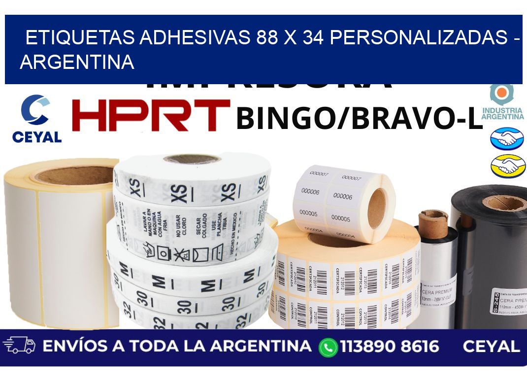 etiquetas adhesivas 88 x 34 personalizadas - Argentina