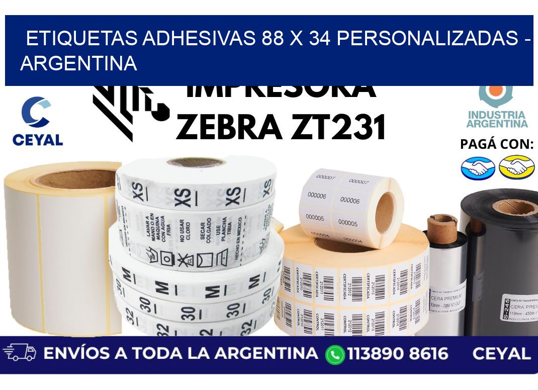 etiquetas adhesivas 88 x 34 personalizadas – Argentina