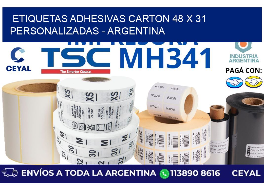 etiquetas adhesivas carton 48 x 31 personalizadas - Argentina