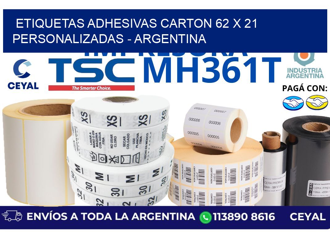 etiquetas adhesivas carton 62 x 21 personalizadas - Argentina