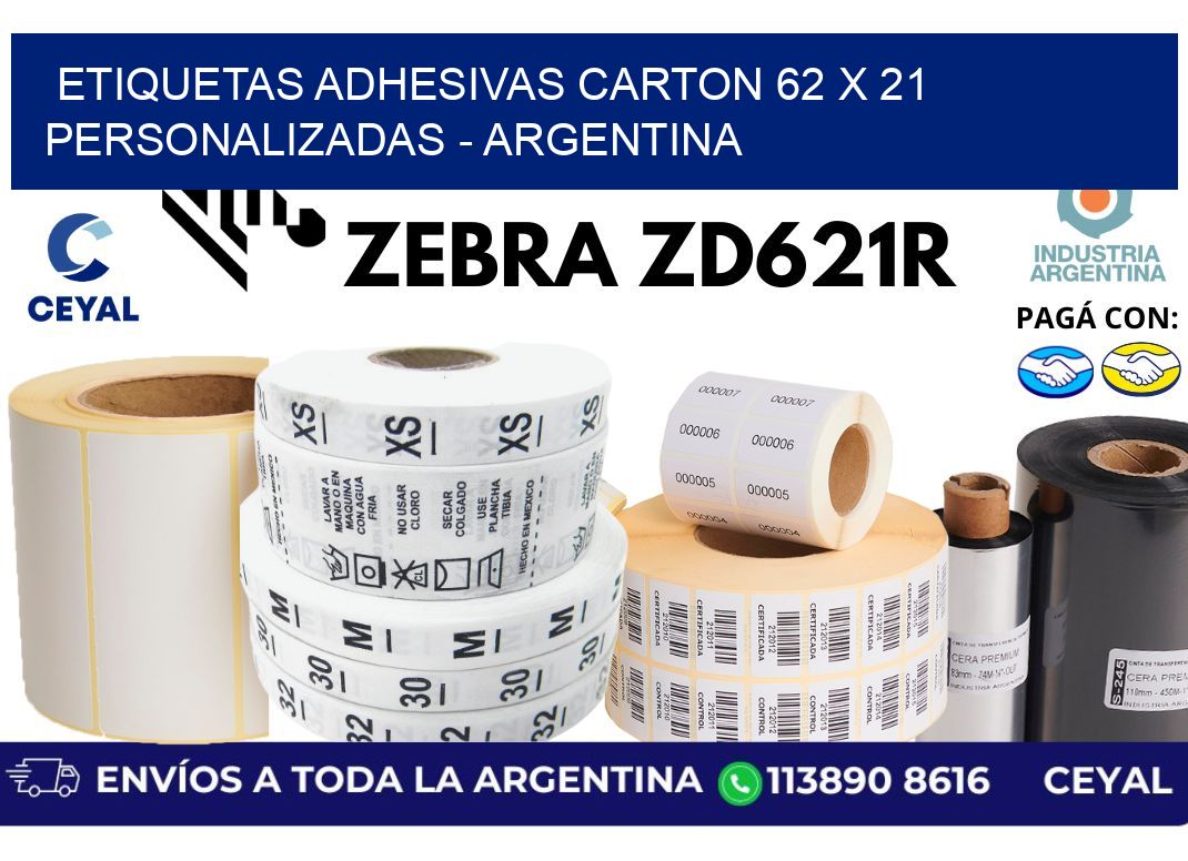 etiquetas adhesivas carton 62 x 21 personalizadas - Argentina