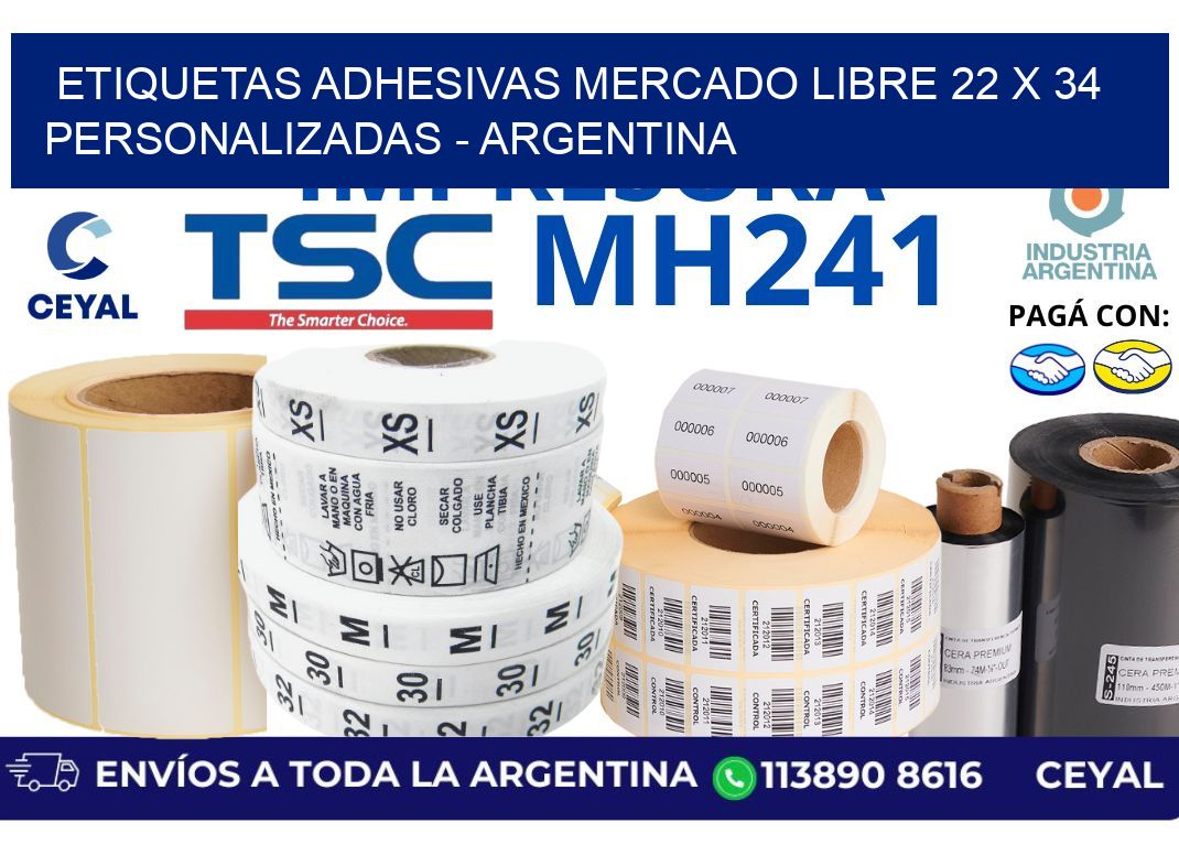 etiquetas adhesivas mercado libre 22 x 34 personalizadas - Argentina