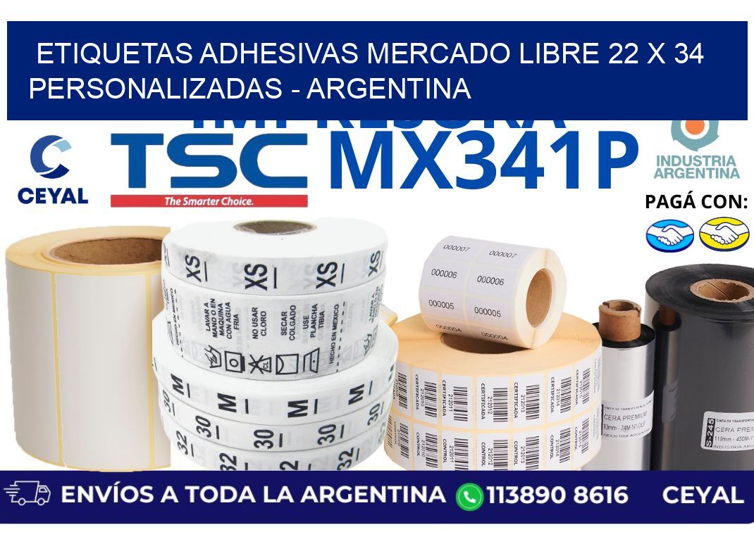 etiquetas adhesivas mercado libre 22 x 34 personalizadas – Argentina