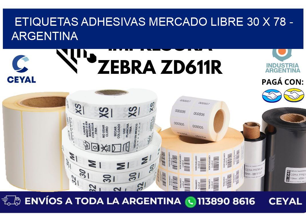 etiquetas adhesivas mercado libre 30 x 78 - Argentina