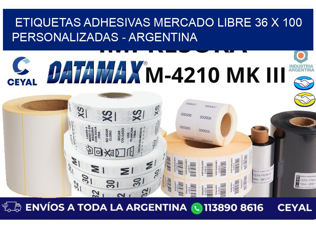 etiquetas adhesivas mercado libre 36 x 100 personalizadas – Argentina
