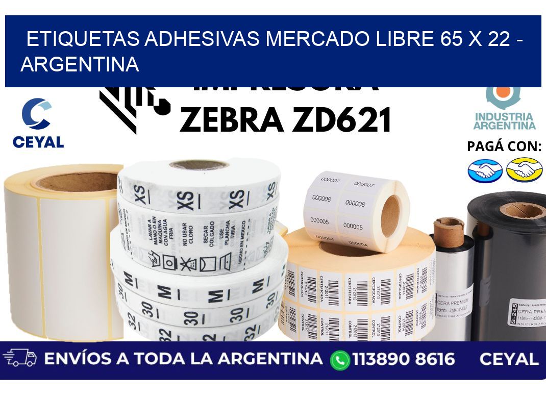 etiquetas adhesivas mercado libre 65 x 22 - Argentina