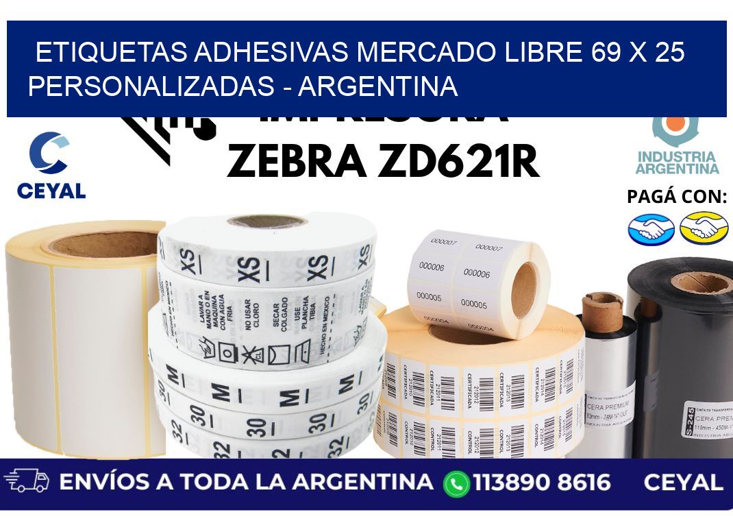 etiquetas adhesivas mercado libre 69 x 25 personalizadas – Argentina