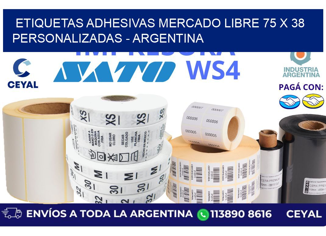 etiquetas adhesivas mercado libre 75 x 38 personalizadas - Argentina