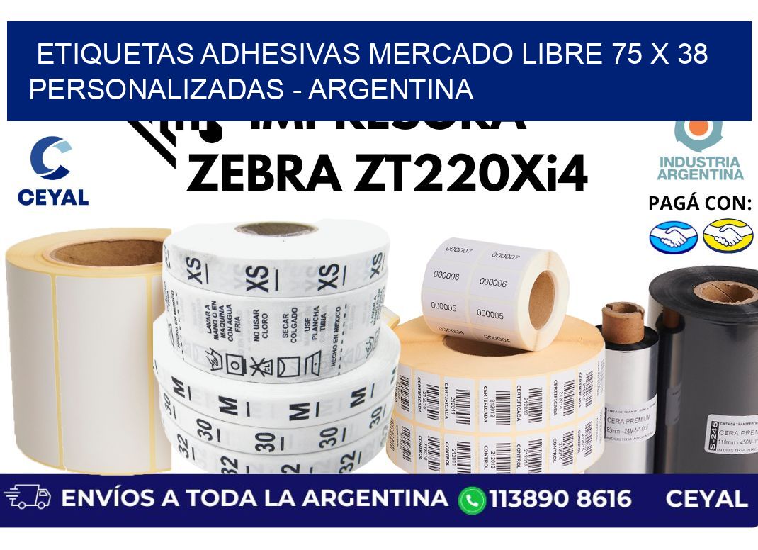 etiquetas adhesivas mercado libre 75 x 38 personalizadas - Argentina