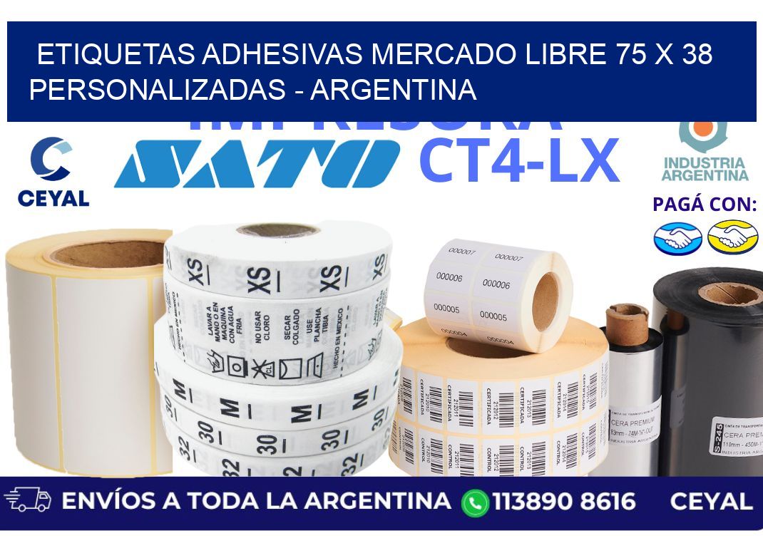 etiquetas adhesivas mercado libre 75 x 38 personalizadas – Argentina