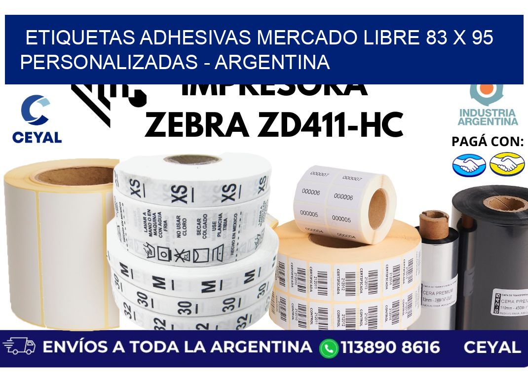 etiquetas adhesivas mercado libre 83 x 95 personalizadas - Argentina