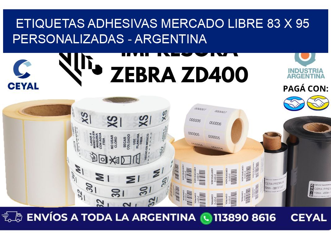 etiquetas adhesivas mercado libre 83 x 95 personalizadas - Argentina