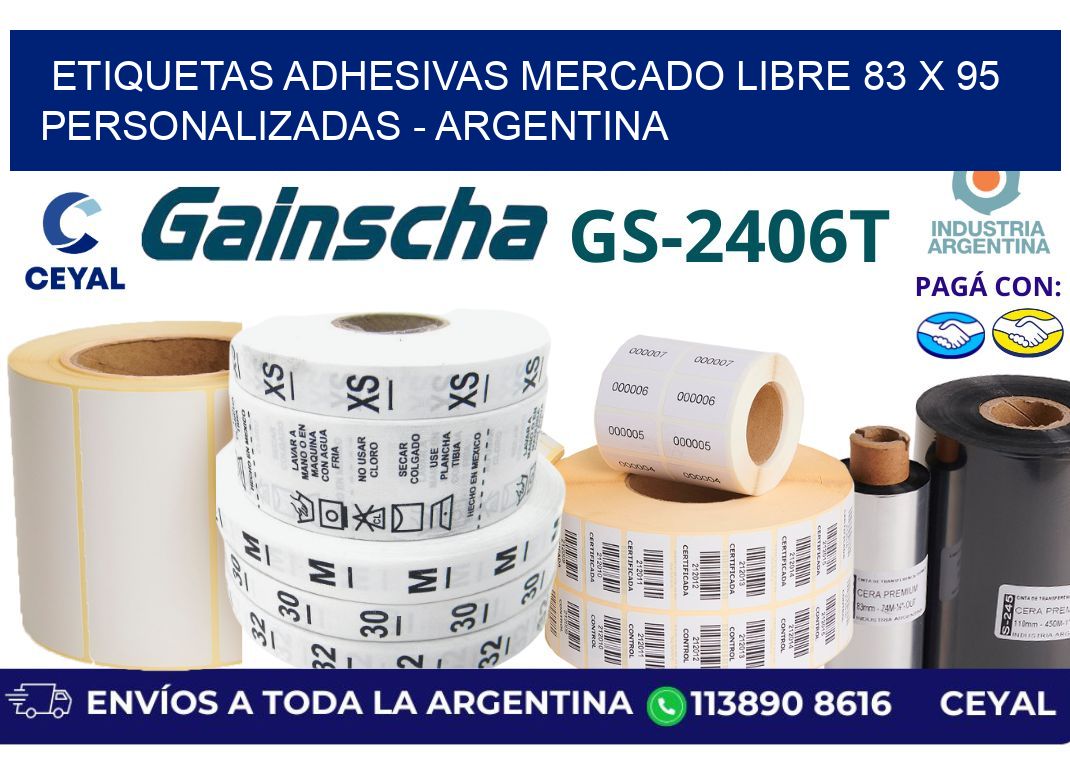 etiquetas adhesivas mercado libre 83 x 95 personalizadas – Argentina