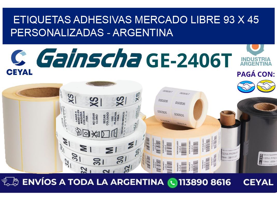 etiquetas adhesivas mercado libre 93 x 45 personalizadas – Argentina