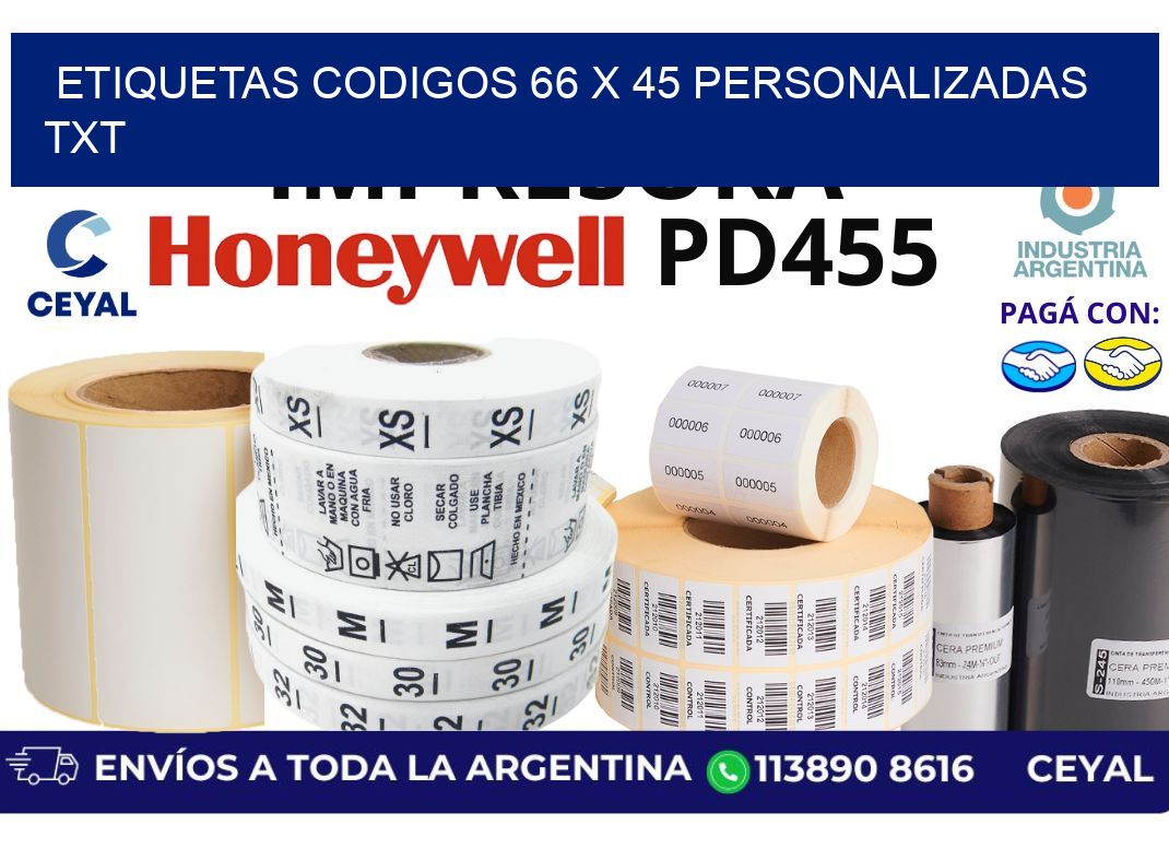 etiquetas codigos 66 x 45 personalizadas txt