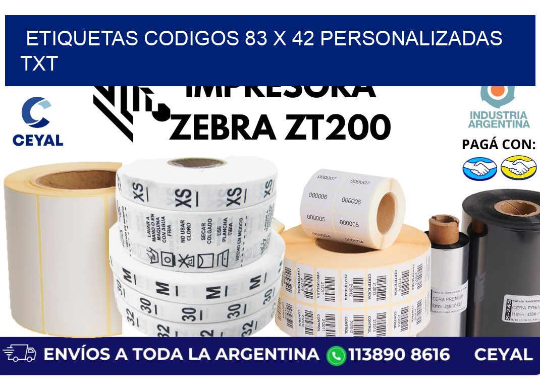 etiquetas codigos 83 x 42 personalizadas txt