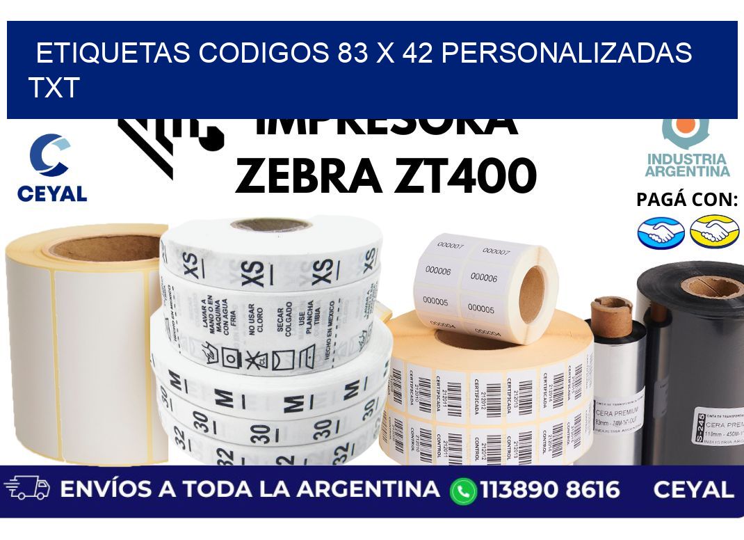 etiquetas codigos 83 x 42 personalizadas txt