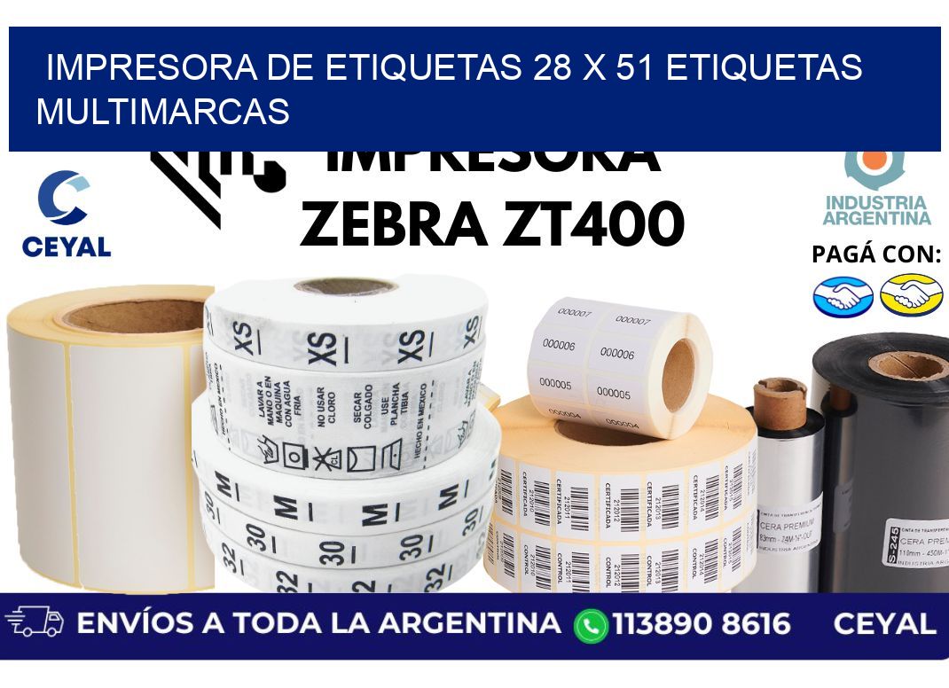 impresora de etiquetas 28 x 51 etiquetas multimarcas