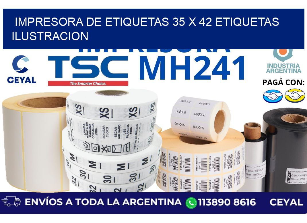impresora de etiquetas 35 x 42 etiquetas ilustracion