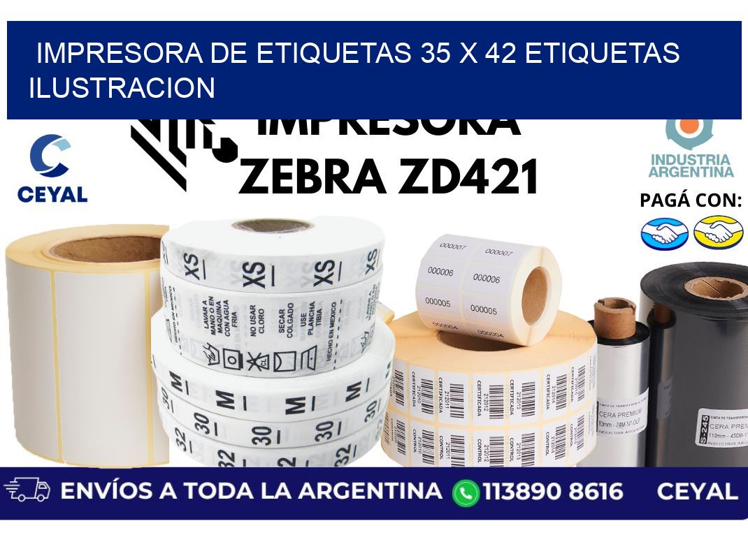 impresora de etiquetas 35 x 42 etiquetas ilustracion
