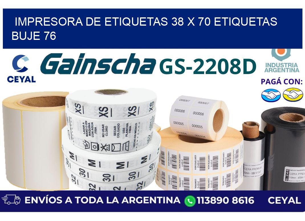 impresora de etiquetas 38 x 70 etiquetas buje 76