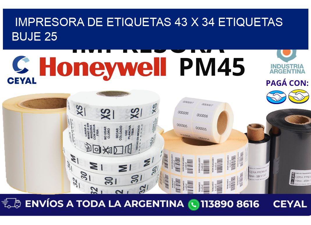 impresora de etiquetas 43 x 34 etiquetas  buje 25