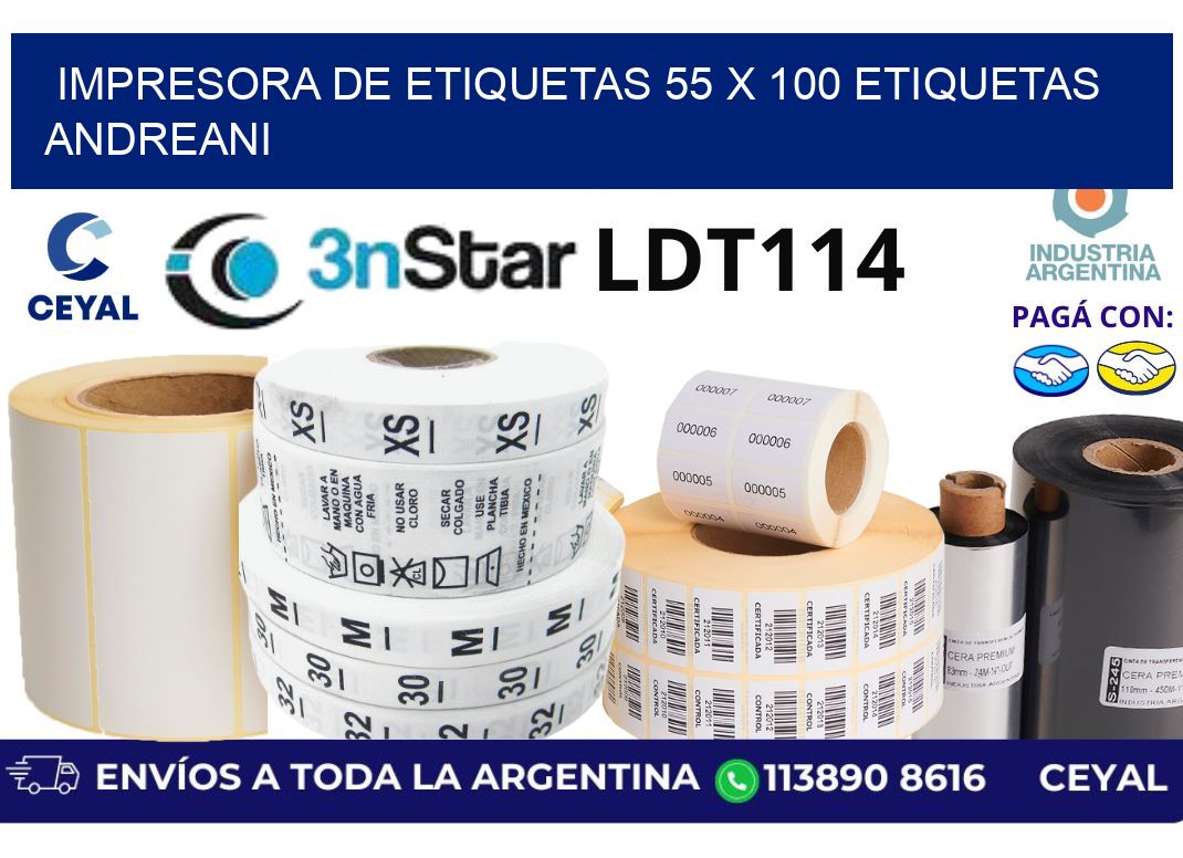 impresora de etiquetas 55 x 100 etiquetas andreani