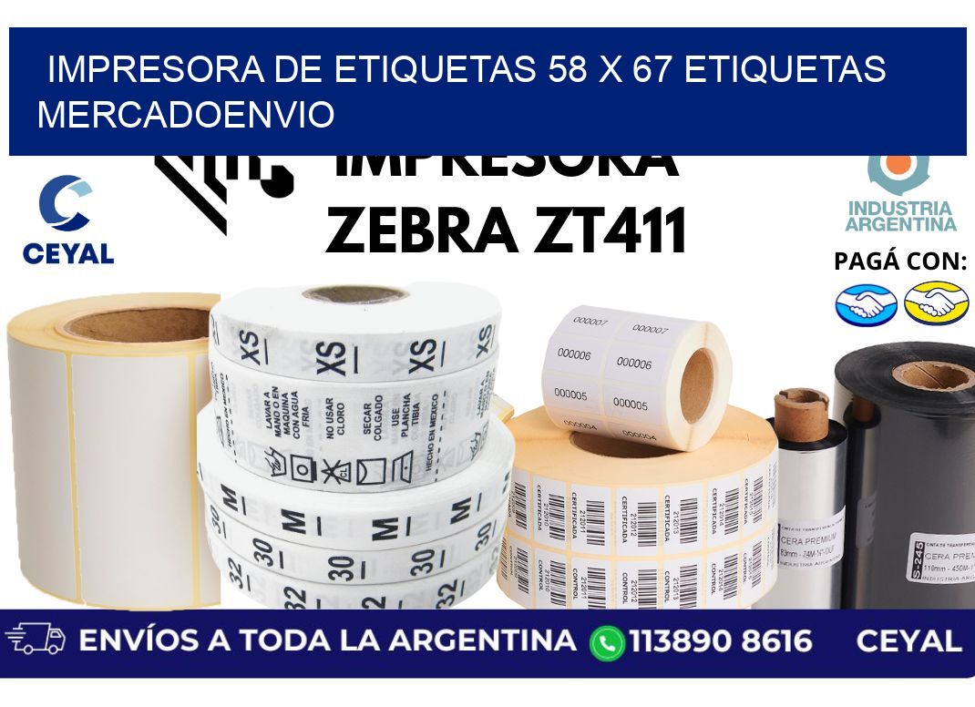 impresora de etiquetas 58 x 67 etiquetas mercadoenvio