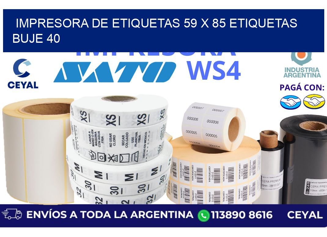 impresora de etiquetas 59 x 85 etiquetas buje 40