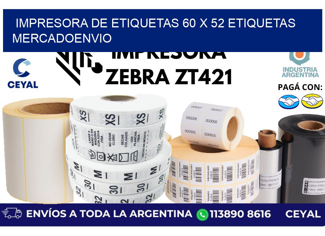 impresora de etiquetas 60 x 52 etiquetas mercadoenvio