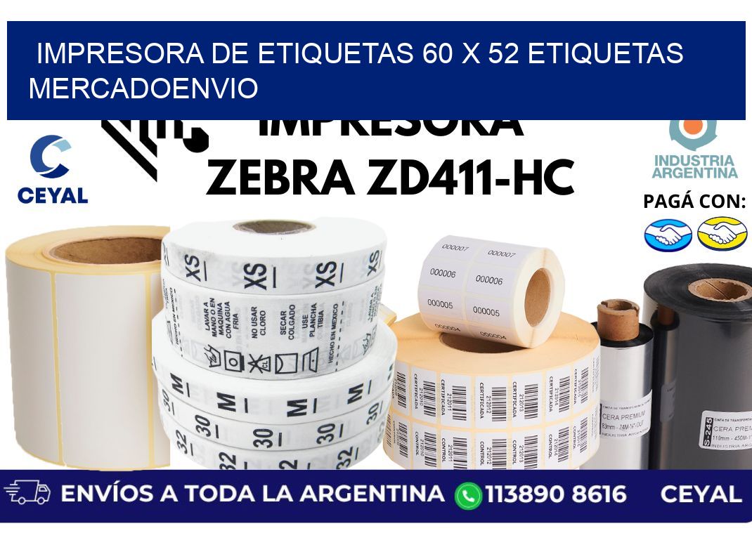 impresora de etiquetas 60 x 52 etiquetas mercadoenvio