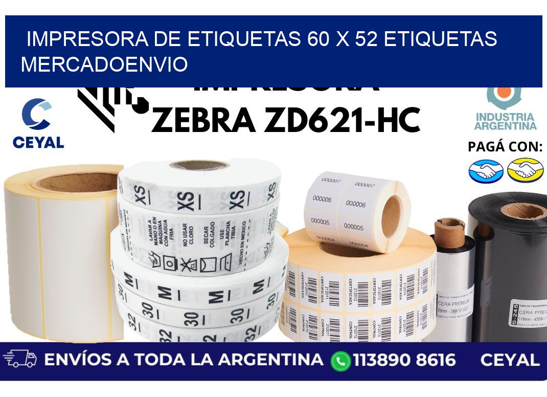 impresora de etiquetas 60 x 52 etiquetas mercadoenvio