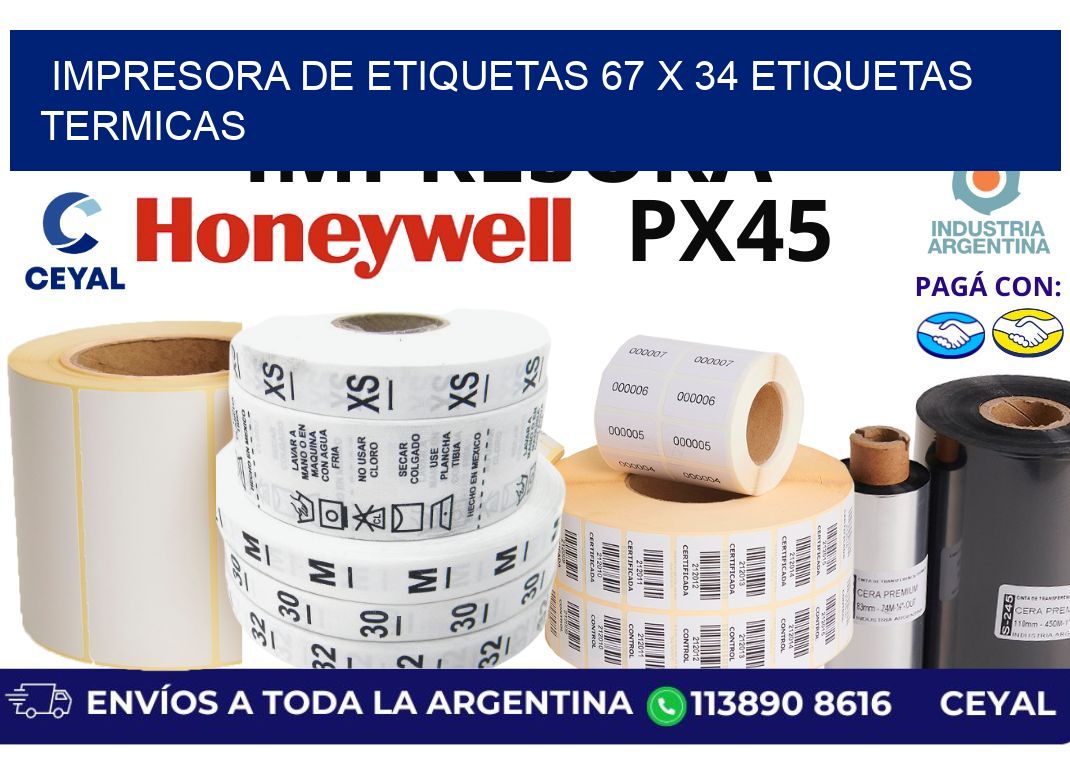 impresora de etiquetas 67 x 34 etiquetas termicas