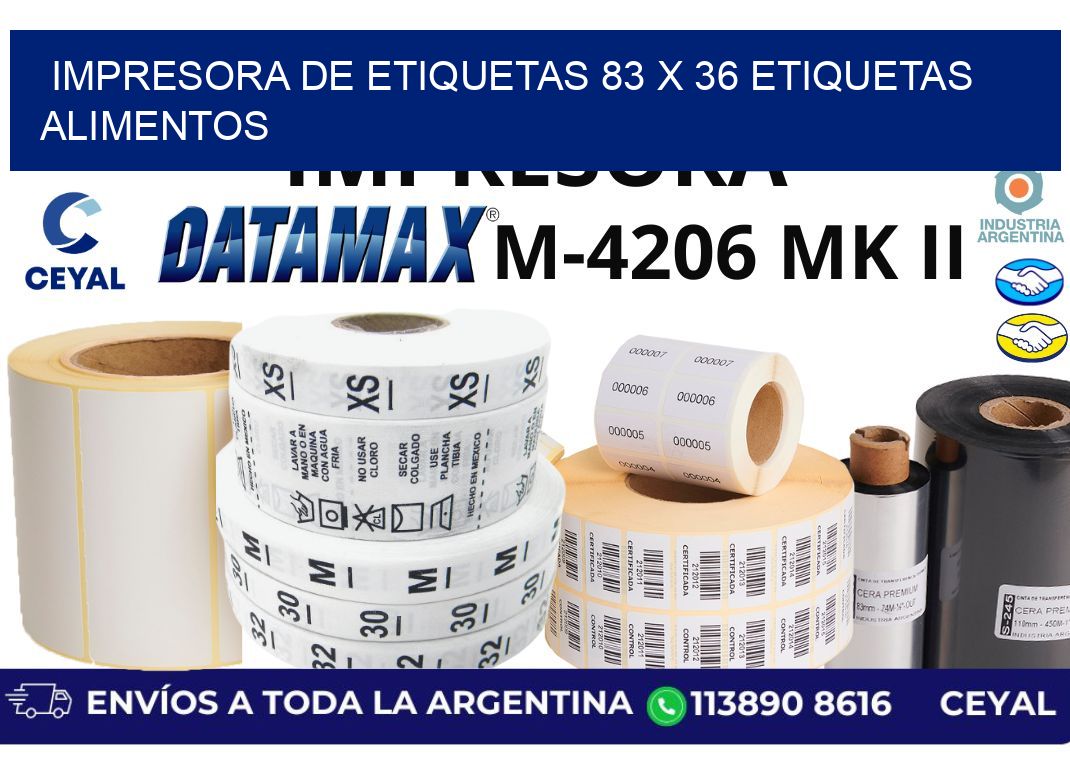 impresora de etiquetas 83 x 36 etiquetas alimentos