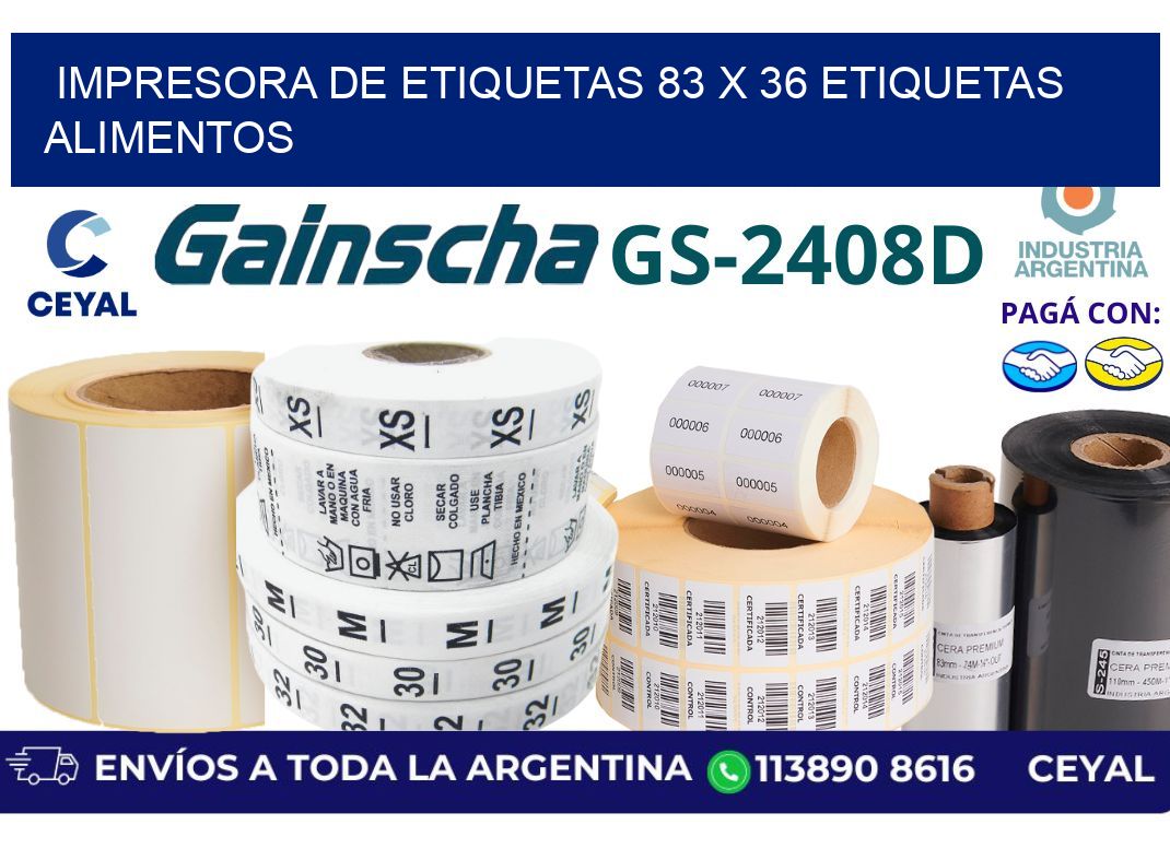 impresora de etiquetas 83 x 36 etiquetas alimentos